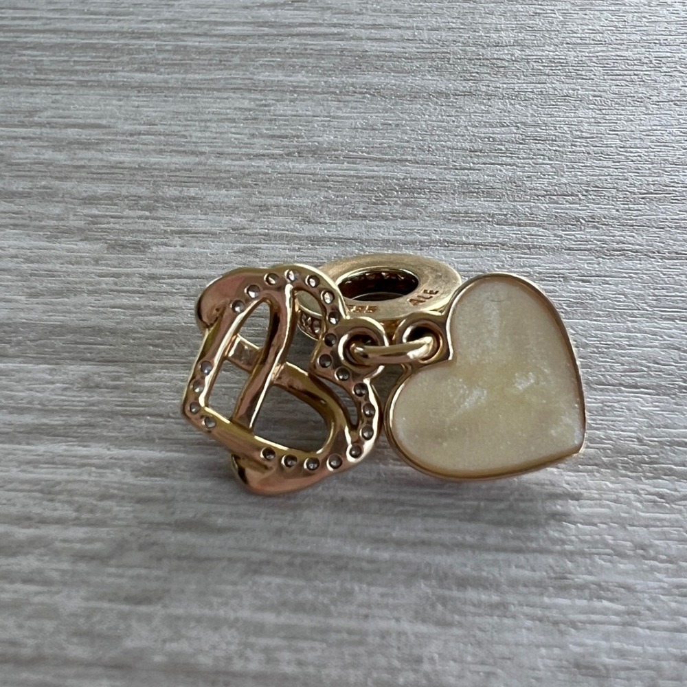 Retired Pandora 14k Solid Gold Sparkling Infinity Heart Dangle Charm 759516C01